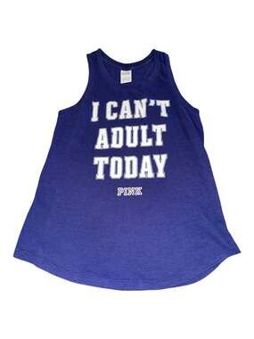PINK Victoria's Secret "I Can't Adult Today" Graphic Racerback Tank Top